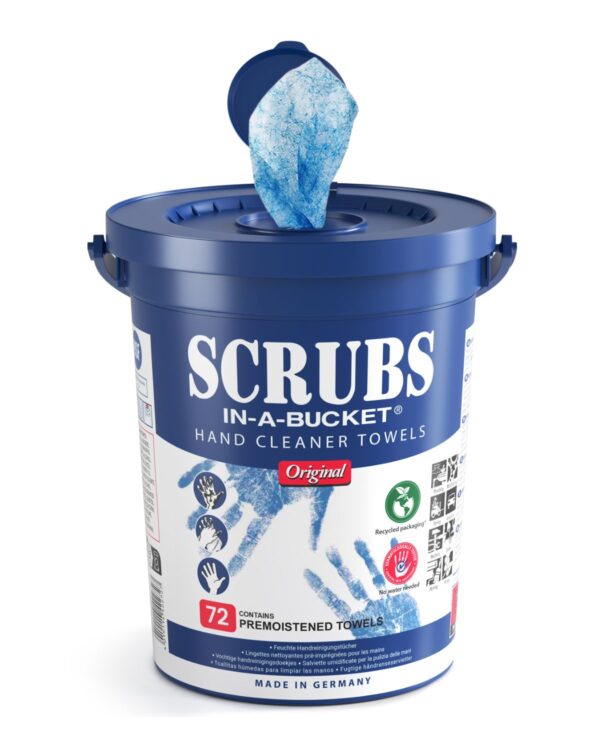 SCRUBS Hand Cleaning Towels 72 Wipes Bucket | Heavy Duty